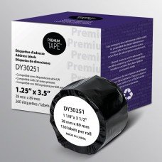 Dymo 30251 Étiquettes 1 1 / 8'' x 3 1 / 2" (2 x 130) compatible Noir sur étiquette blanche