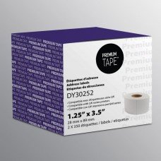 Dymo 30252 Étiquettes (28mm x 89mm) 1 / 8'' x 3 1 / 2'' (2 x 350 étiquettes) compatible noir sur blanc.